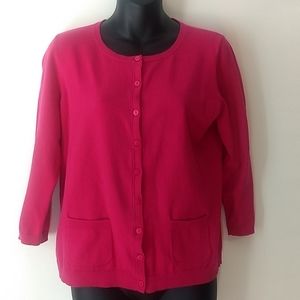 Talbots Fuschia Pink Button Up Sweater